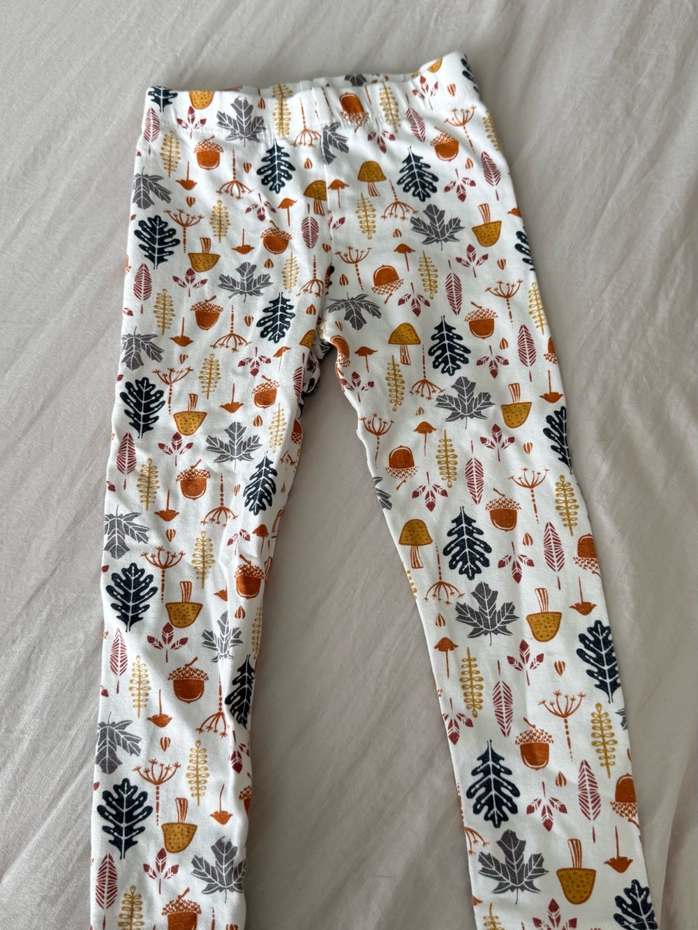 Kids White Autumn Leaf Print Leggings
